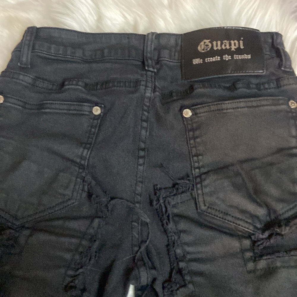 GUAPI Sz 28 Black Distressed and Stacked Women’s Skinny Jeans - Picture 14 of 14